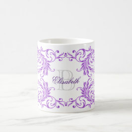 Monogramm-Veilchen-Damast Kaffeetasse