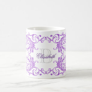 Monogramm-Veilchen-Damast Kaffeetasse