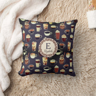 Monogramm Venti Coffee Lover Herbst Dunkelviolett Kissen