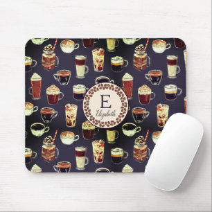 Monogramm Venti Coffee Lover Herbst Dunkelviolett Mousepad