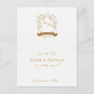 Monogramm Verzierte Ornamente Rahmen Hochzeit Ankündigungspostkarte