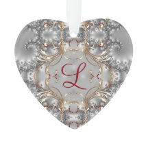 Monogramm-Verzierung - Imitat-Edelsteine - Silber