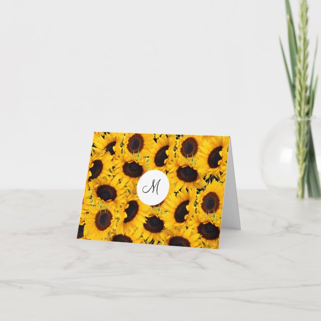Monogramm-vibrierende schöne Sonnenblumen mit (Vorderseite)