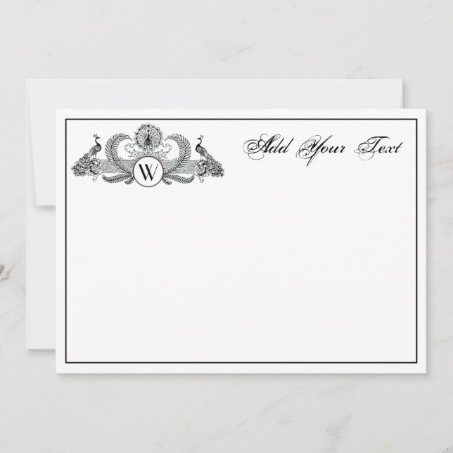 Monogramm Vintag Peacocks (Vorderseite)