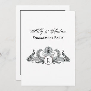 Monogramm Vintag Peacocks Einladung