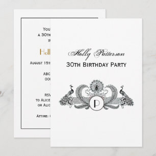 Monogramm Vintag Peacocks Einladung