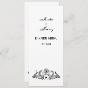 Monogramm Vintag Peacocks Einladung