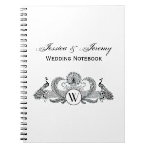 Monogramm Vintag Peacocks Notizblock