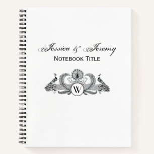 Monogramm Vintag Peacocks Notizbuch