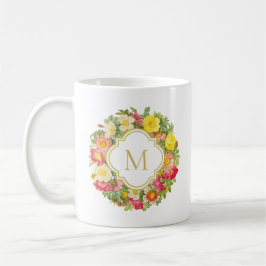 Monogramm Vintage Blumenschädigung Tasse