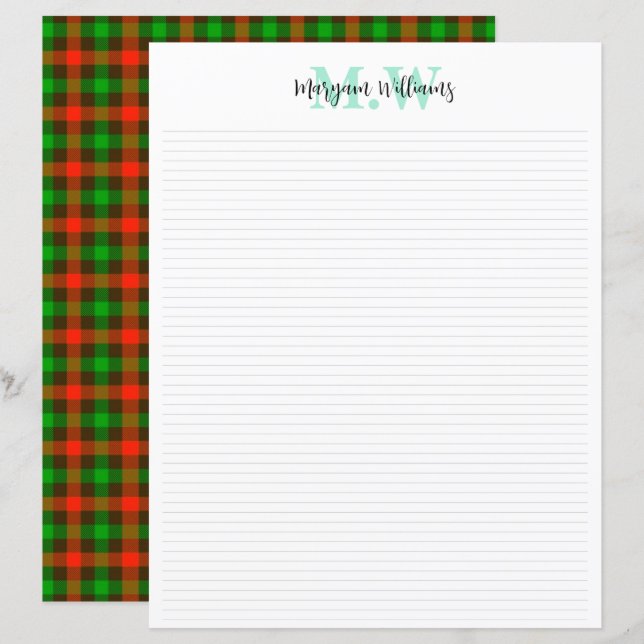 Monogramm Vintage-Druckpapier mit Linien (Vorne/Hinten)