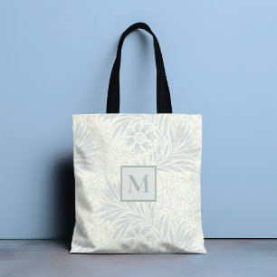 Monogramm Vintage-Grau Blumenmuster Botanisch Tasche