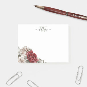 Monogramm Vintage Rose Post-it Klebezettel