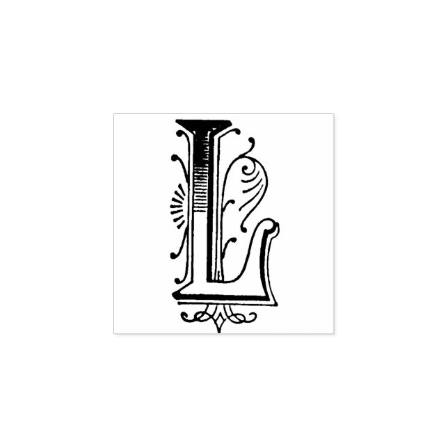 Monogramm Vintager Zierbrief L Gummistempel (Prägung)