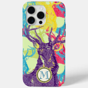 Monogramm Vintages Hirschkunstwald-iPhone iPhone 15 Pro Max Hülle