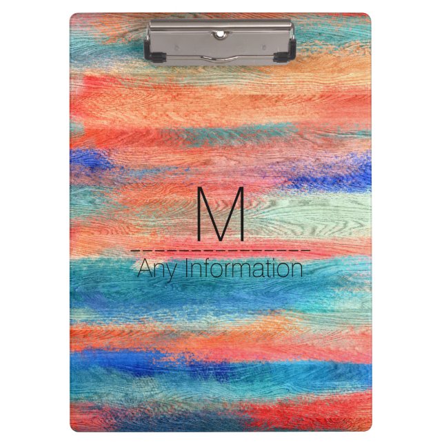 Monogramm Vintages Holzkörnchen #2 Klemmbrett (Vorderseite)