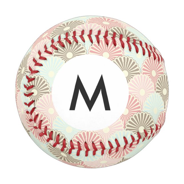 Monogramm Vintages Muster Baseball (Vorderseite Links)