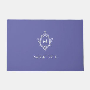 Monogramm Violett Elegant Vintage-Wappen Anfangsbu Fußmatte