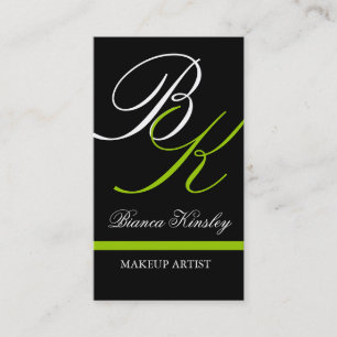 Monogramm-Visitenkarte-Maskenbildner-Grün Visitenkarte