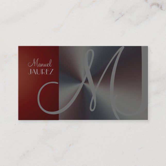 Monogramm-Visitenkarten-Imitat aus gebürstetem Sta Visitenkarte (Vorderseite)