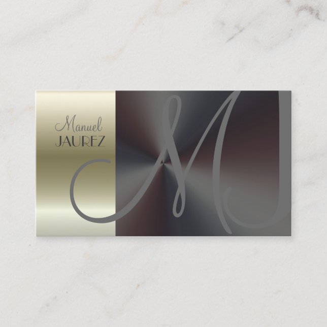 Monogramm-Visitenkarten-Imitat aus gebürstetem Sta Visitenkarte (Vorderseite)