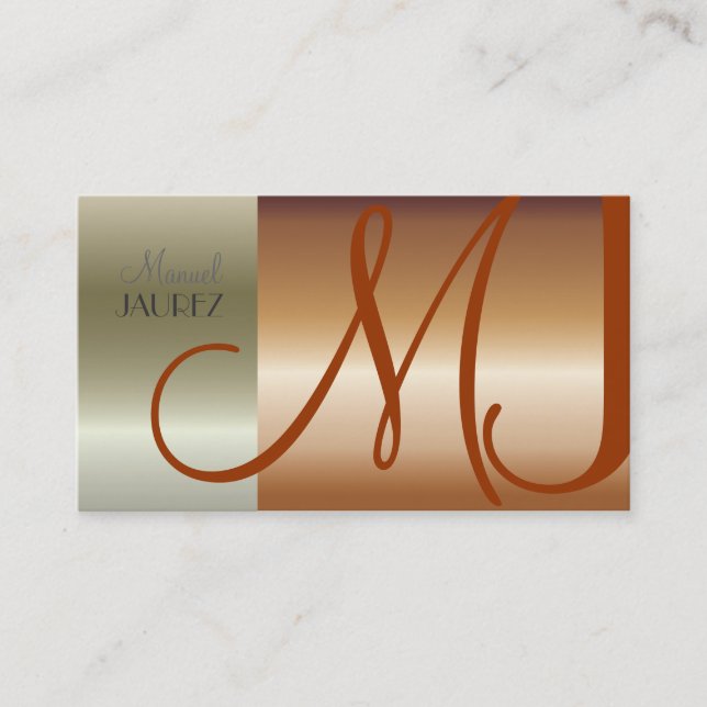 Monogramm Visitenkarten-Imitate, gebürstet, Kupfer Visitenkarte (Vorderseite)