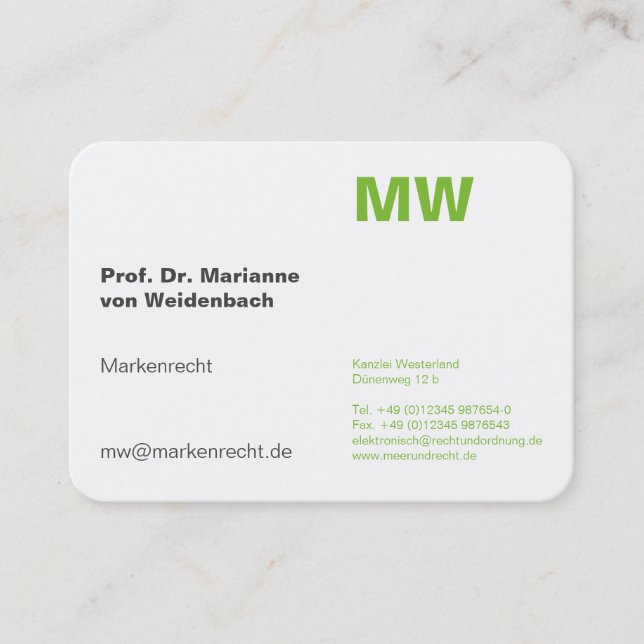 Monogramm Visitenkarten Visitenkarte (Vorderseite)