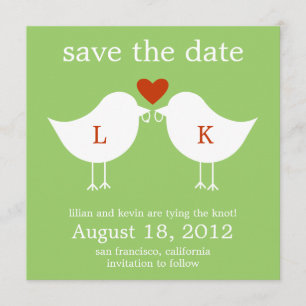Monogramm-Vögel Save-The-Date-Karte - Limette Save The Date