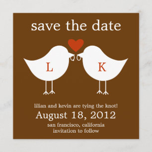 Monogramm-Vögel Save-The-Date-Karte - Schokolade Save The Date