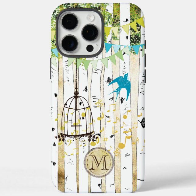 Monogramm Vogelkäfig Süßer Vogel Birkenbaum iPhone title_seo2 (Rückseite)