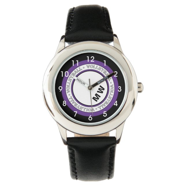 Monogramm-Volleyball-Rundschau des Kids Armbanduhr (Vorderseite)