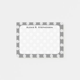 Monogramm-Volleyballbälle auf mittelgrauem Hinterg Post-it Klebezettel