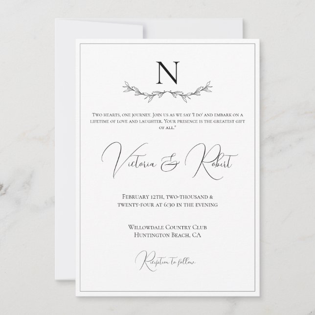 Monogramm-Vorlage Einladung (Vorderseite)