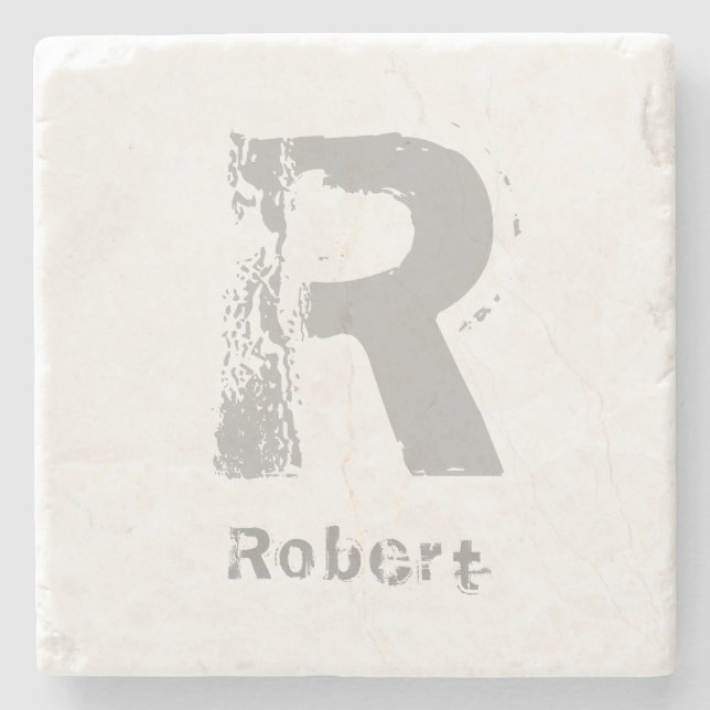 Monogramm Vorlage Eleganter Design Letter-Marmor o Steinuntersetzer (Vorderseite)