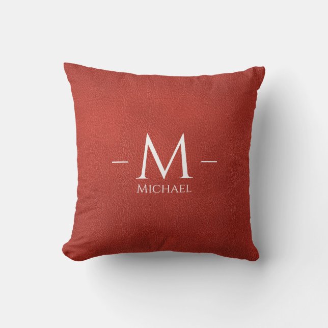 Monogramm-Vorlage für das rote, braune Leder Kissen (Vorderseite)
