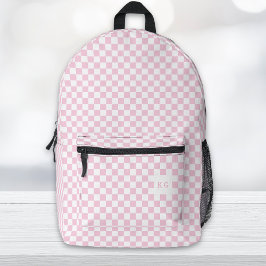 Monogramm-Vorlagen für rosa und weiße Karo Bedruckter Rucksack