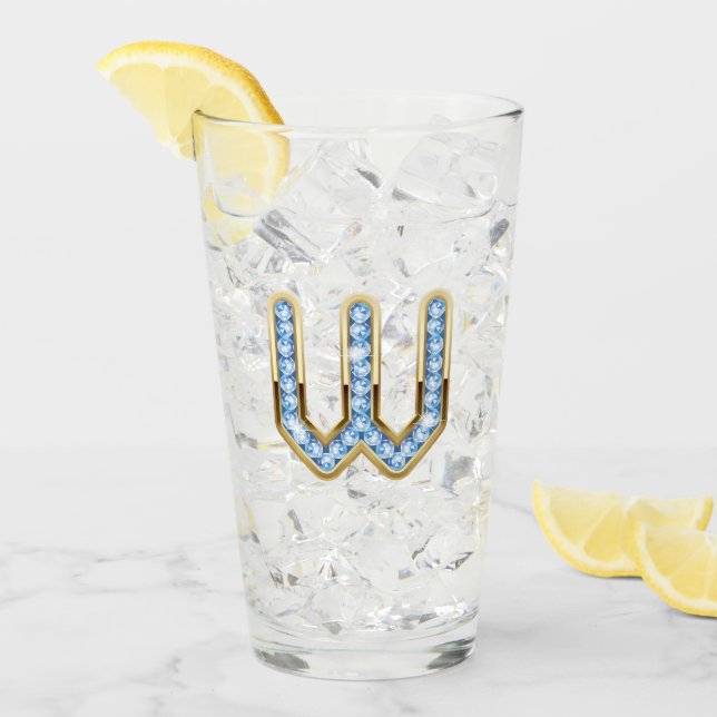 Monogramm W - 16 oz Glas (Vorderseite Ice)