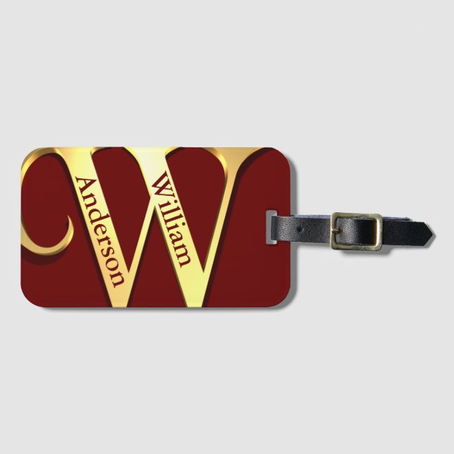 Monogramm W Name Personalisiert Gepäckanhänger (Vorderseite (Horizontal))
