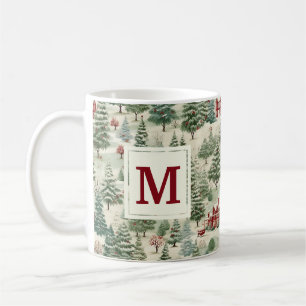 Monogramm-Wald-Landhaus-Weihnachten-Cute Kaffeetasse