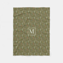 Monogramm-Waldgrün-Aquarell-Wildblumengarten