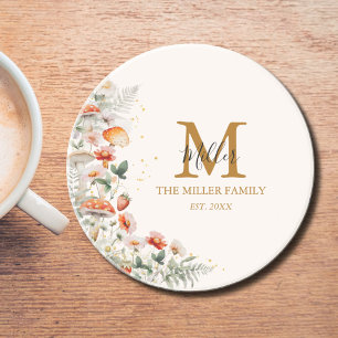 Monogramm Waldpilze Blumen Floral botanisch Getränkeuntersetzer