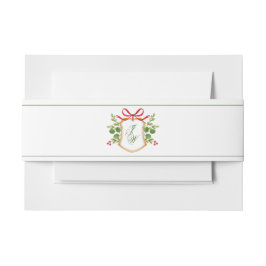 Monogramm Wappen mit Wintergrün Hochzeit Einladungsbanderole