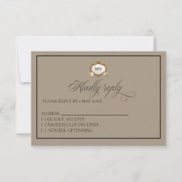 Monogramm-Wappen-RSVP-Karte RSVP Karte