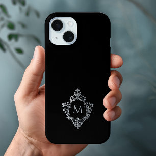Monogramm-Wappen Schwarz Grau Vintage Elegant Anfa Case-Mate iPhone Hülle