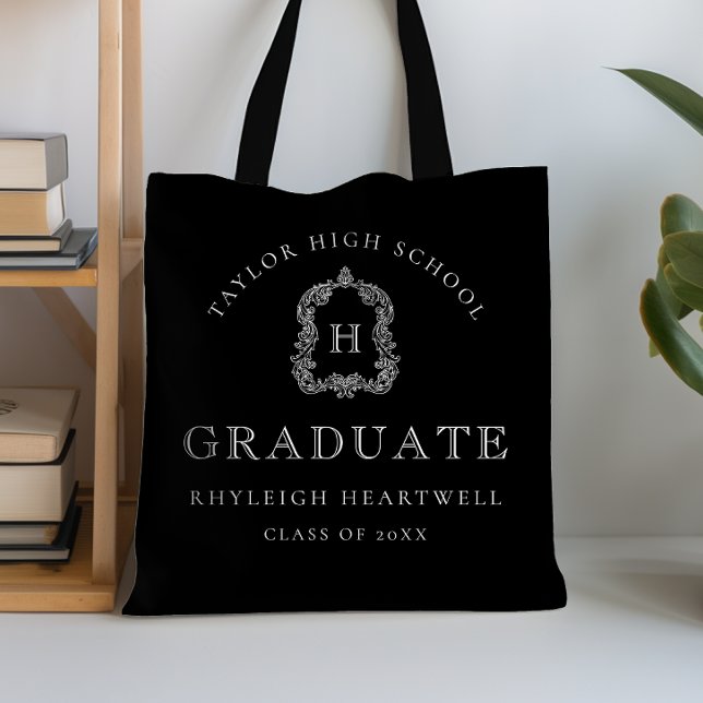 Monogramm-Wappen Schwarz-Weiß-Abschluss Tasche (Von Creator hochgeladen)