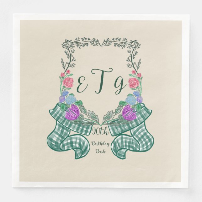 Monogramm-Wappen Serviette (Vorderseite)