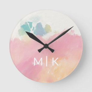 Monogramm  , was ich nach dem Wecken sah Runde Wanduhr