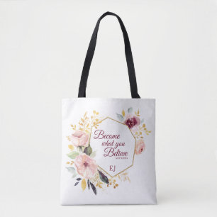 Monogramm Wasserfarbe Blumen Gold Matthäus Schrift Tasche