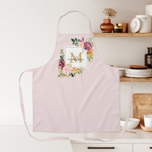 Monogramm Wasserfarbe Farbige Rosen Blume Floral Schürze