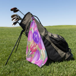 Monogramm-Wasserfarbe FLORAL Golfhandtuch